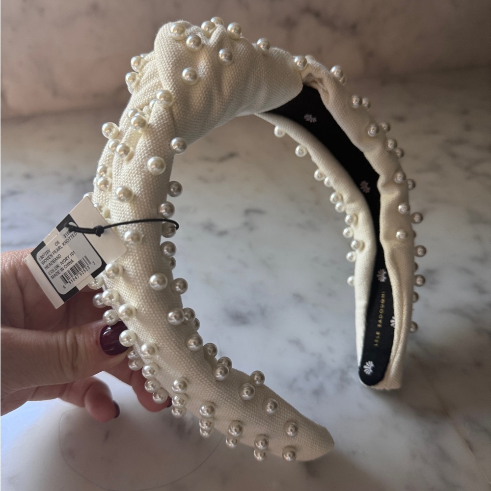 Lele Sadoughi White Pearl Headband New With Tags